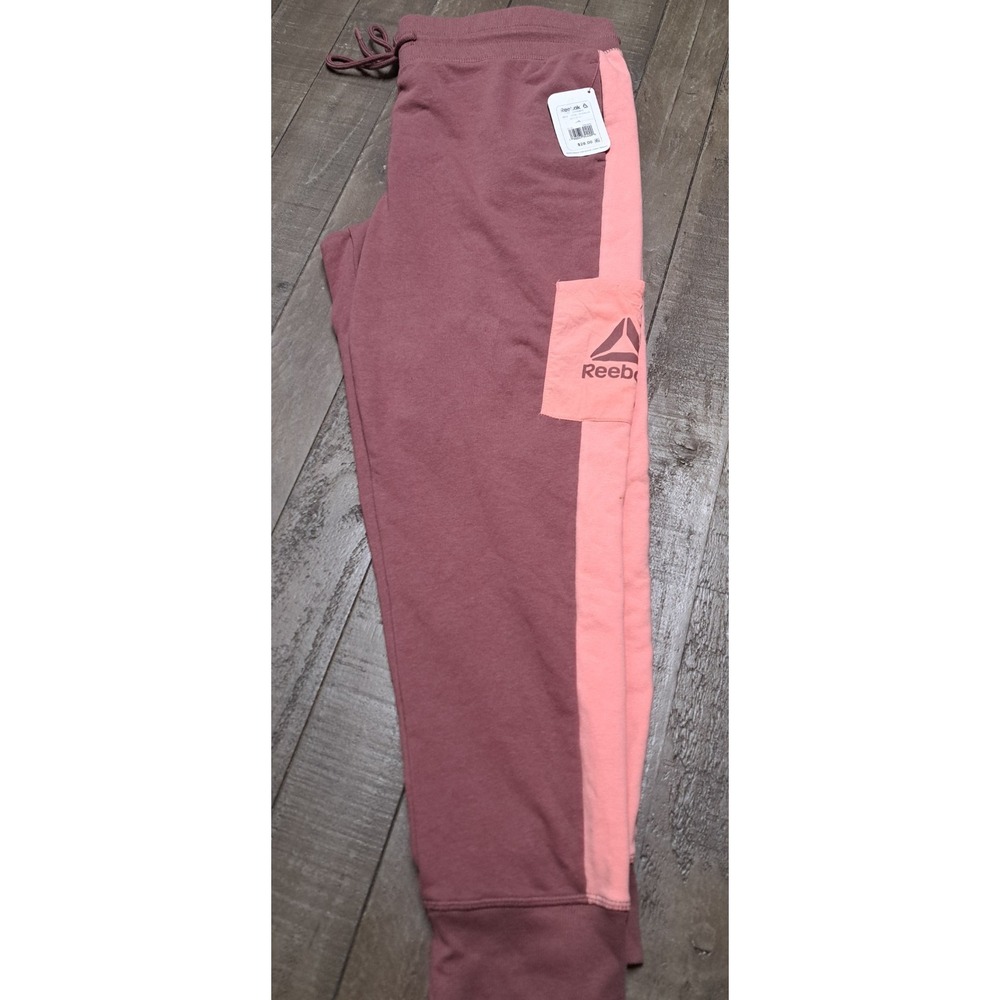 Reebok Joggers XL Level Up Sweatpants Pink Mauve Colorblock Womens New